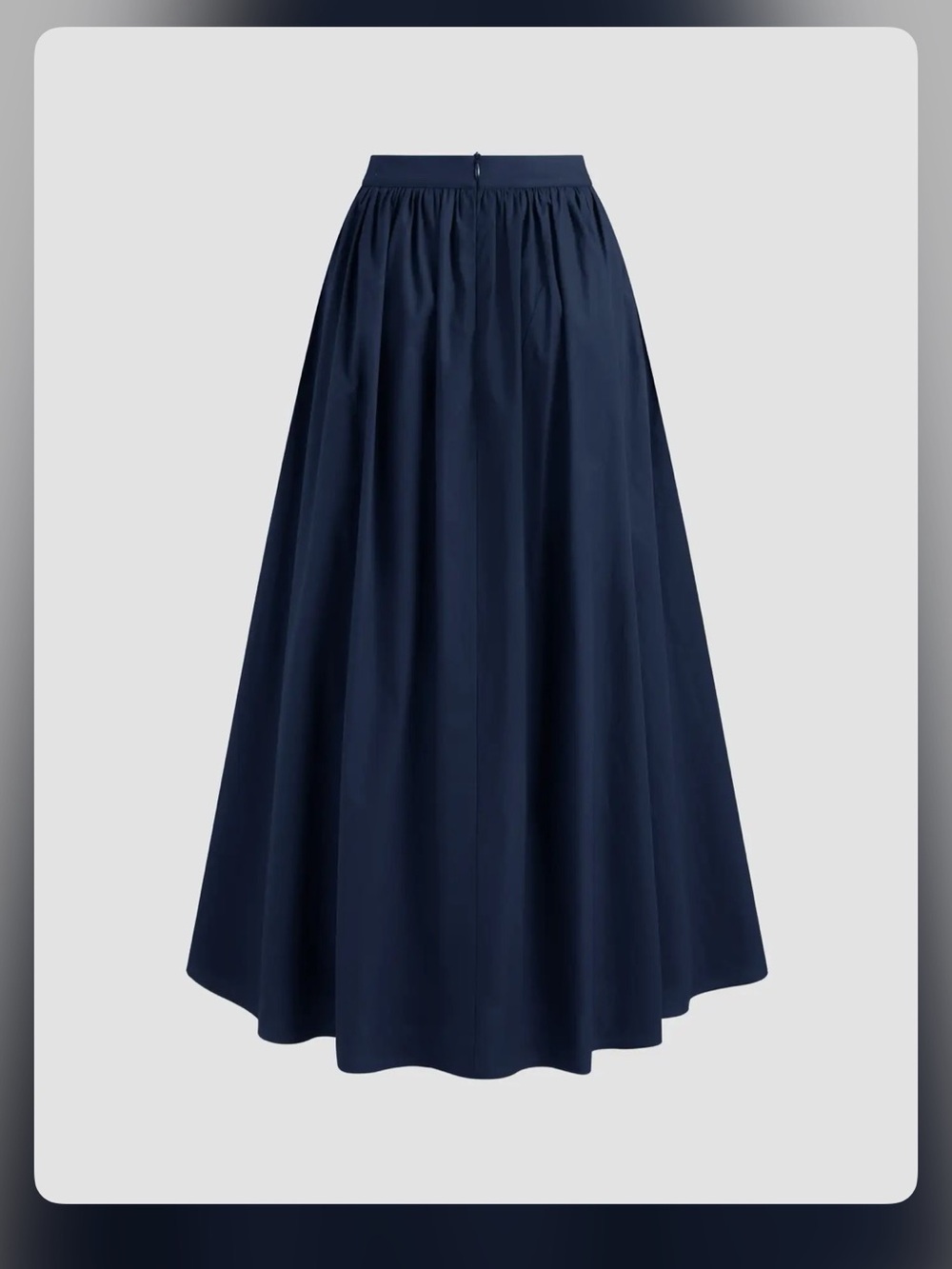COTTON-BLEND MID RISE SOLID RUFFLE MAXI SKIRT Navy Blue S - Picture 2 of 6